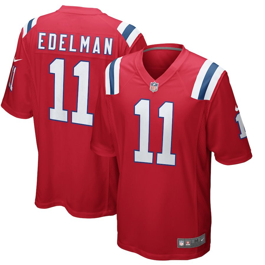 Men New England Patriots 11 Julian Edelman Nike Red Alternate Game NFL Jersey